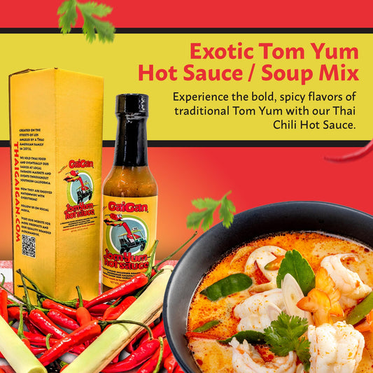GaiGan - Tom Yum Hot Sauce/Soup Mix, Low-Calorie Thai Chili Hot Sauce Dip & Glaze, All Natural Gluten Free Vegan Condiments with Low Sodium & No Preservatives, 150 mL