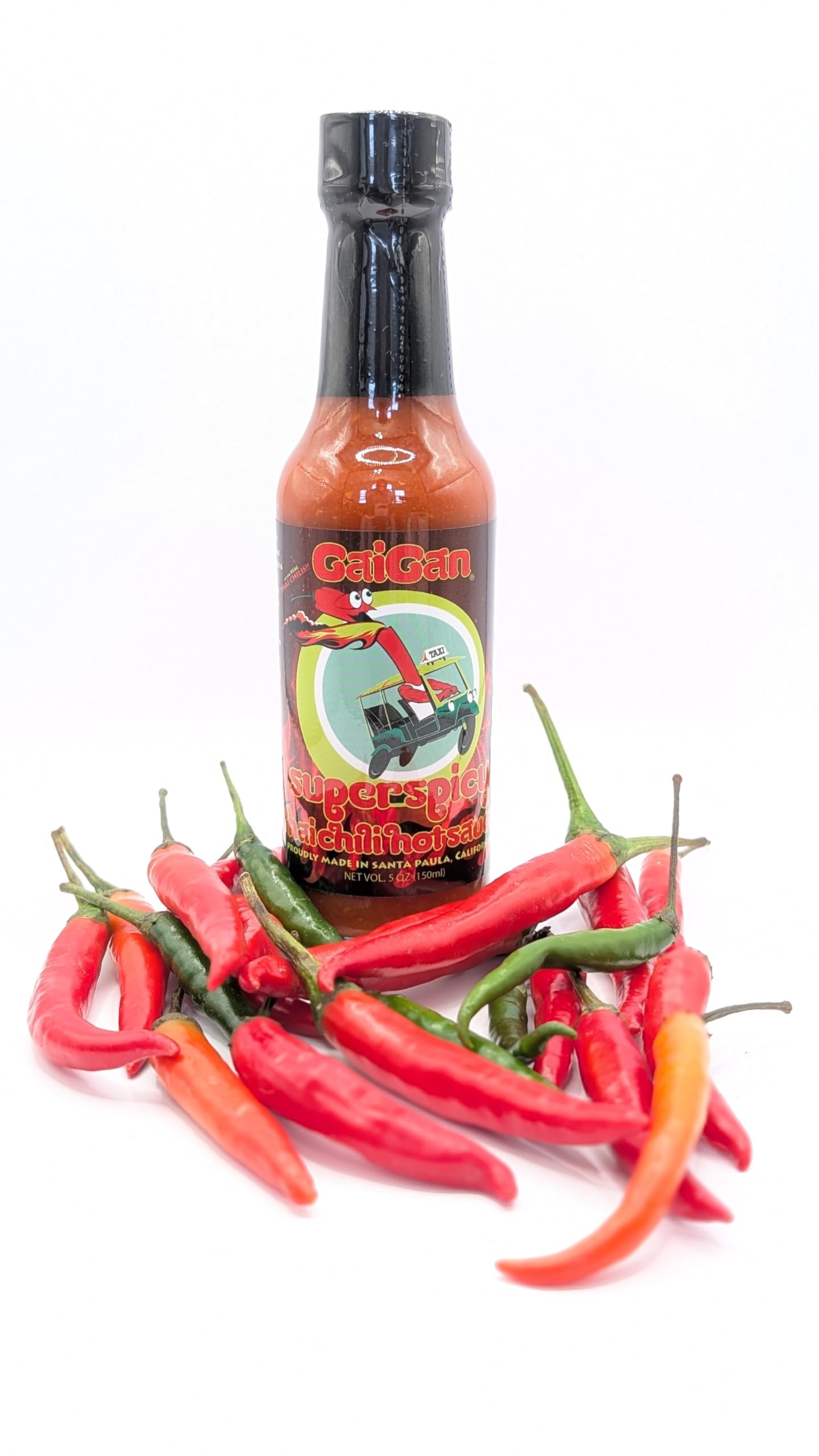 GaiGan - Thai Chili Super Spicy Hot Sauce Dip & Glaze, All Natural Gluten Free Vegan Condiments with Low Sodium & No Preservatives, 150 mL